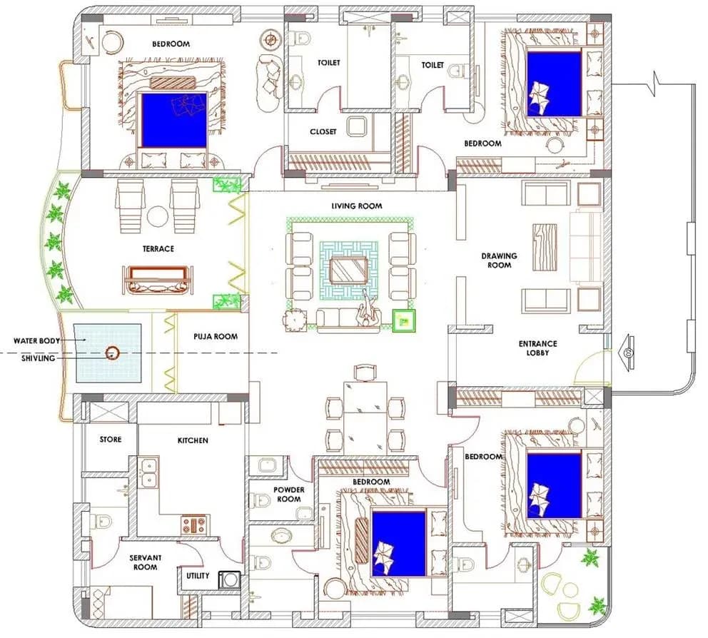 4 BHK Flat Interiors at Hyderabad Interior project