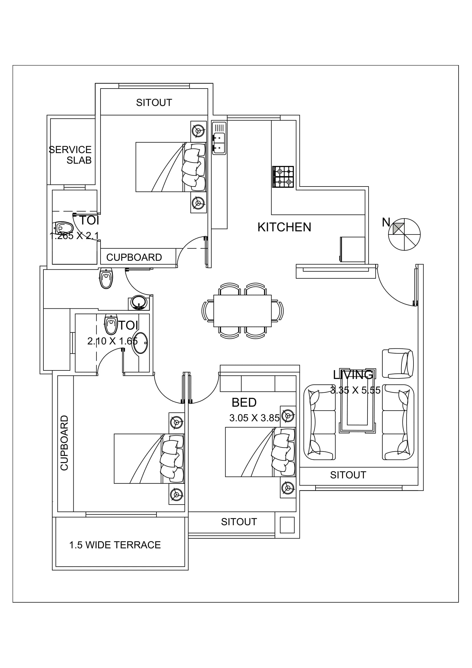 Furniture Layout Model Page 1 of 3 BHK Flat Interiors at Sanpada